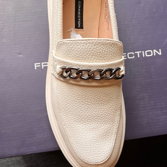 French Connection Cream Loafers beige vegan leather new - Picture 6 of 8